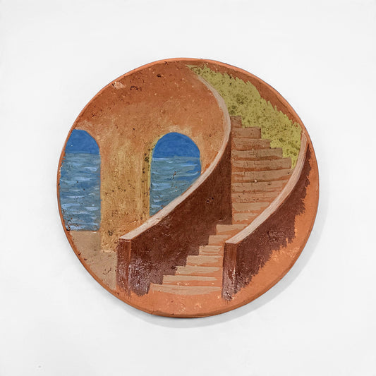 Scenic Terra Cotta Dish by Elisabeth Bourgert