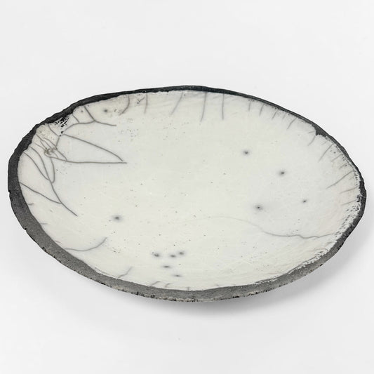 Shallow Raku Bowl in Black & White