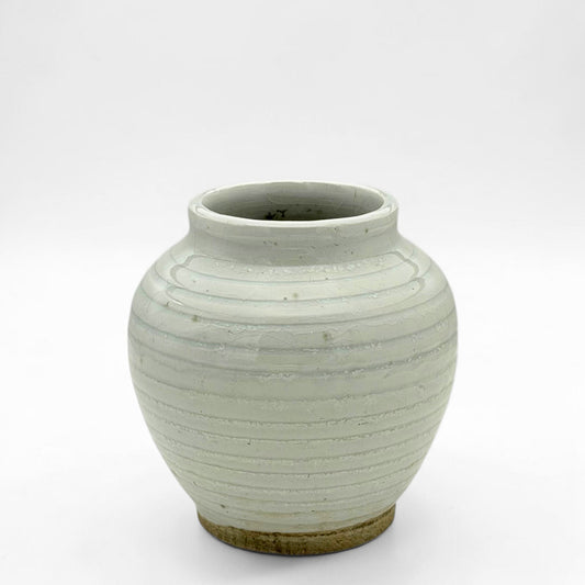 Ribbed Pale Green Crackle Vase
