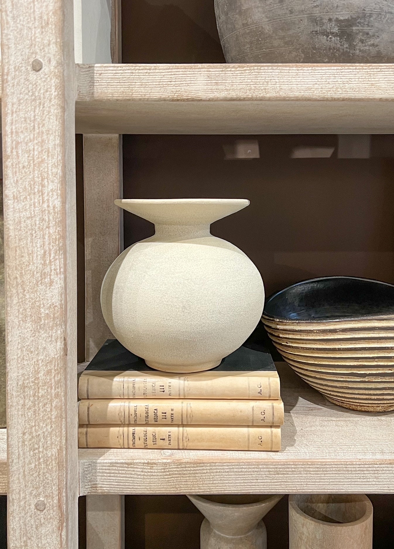 Round Beige Textured Vase by Peter Jesse
