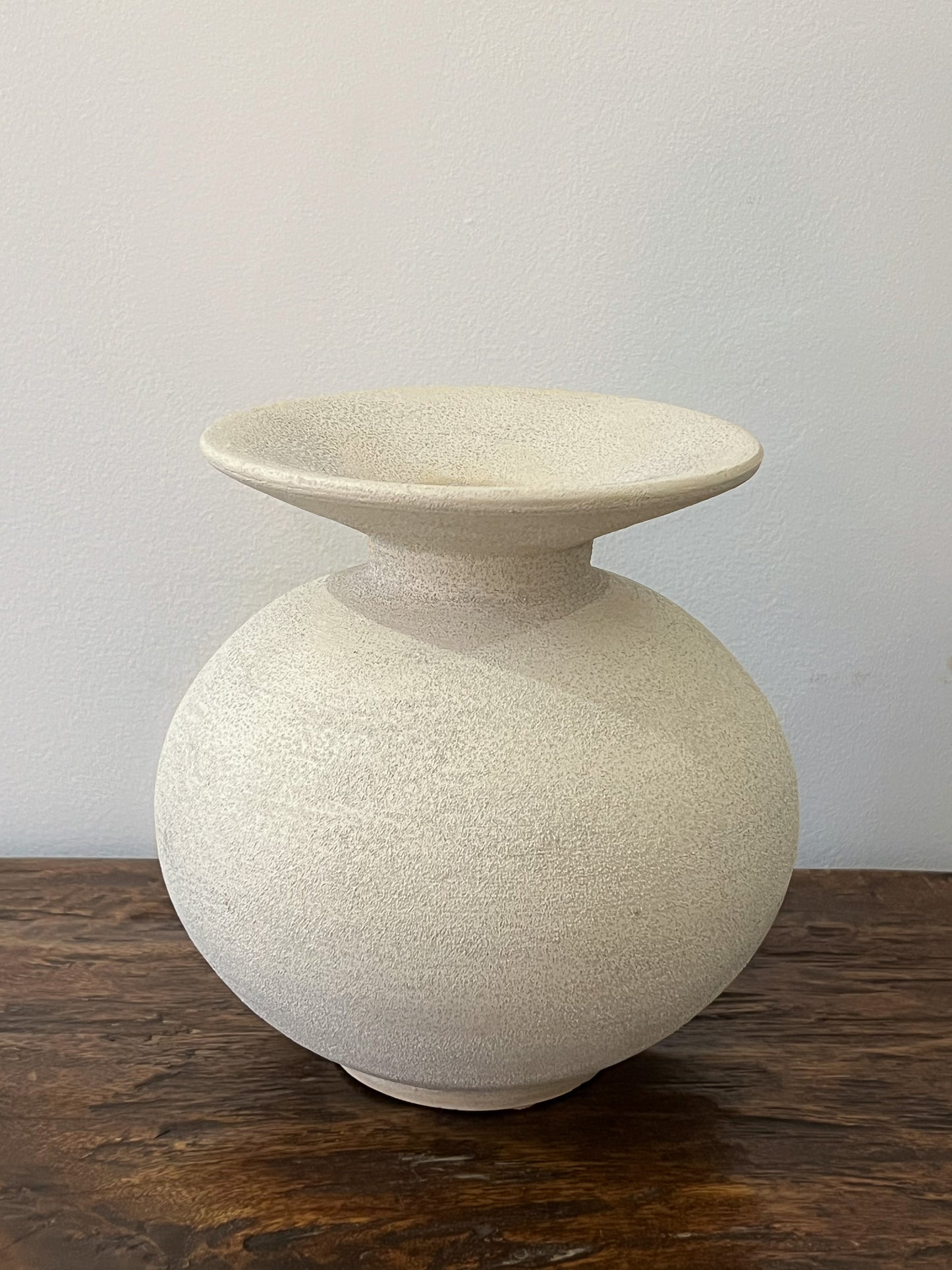 Round Beige Textured Vase by Peter Jesse