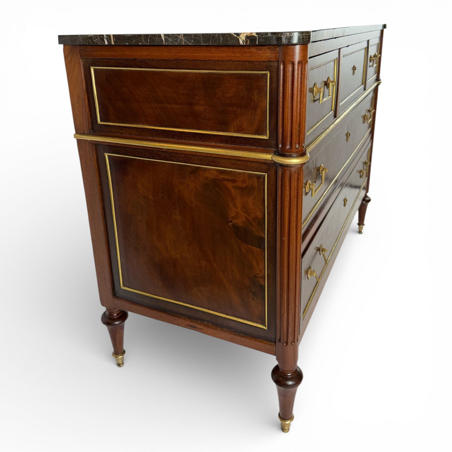 French Walnut Three Drawer Commode, 19th Century