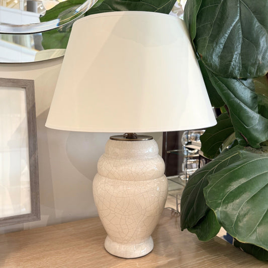 White Crackled Glazed Table Lamp