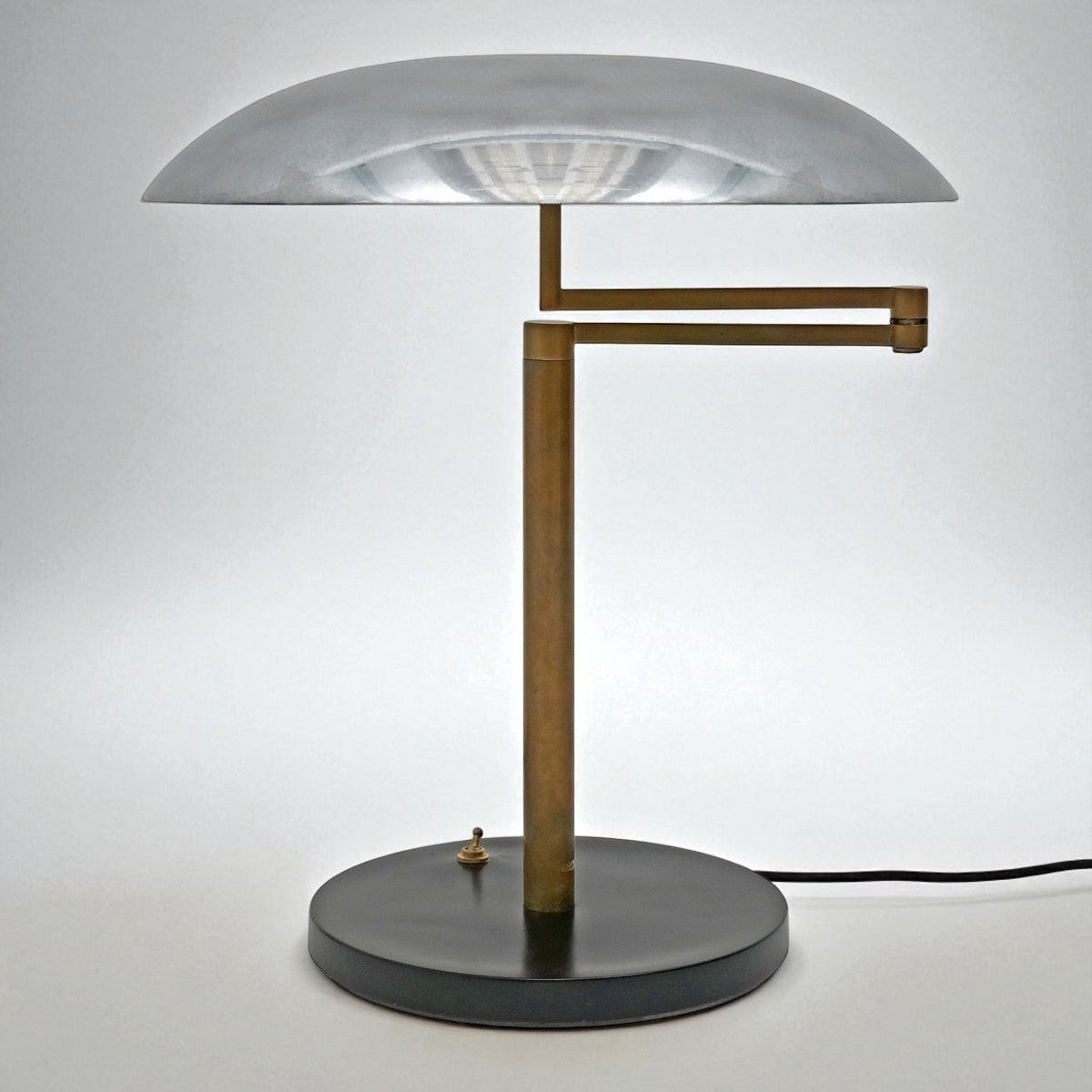 Italian Mid Century Brass and Aluminum Desk Lamp