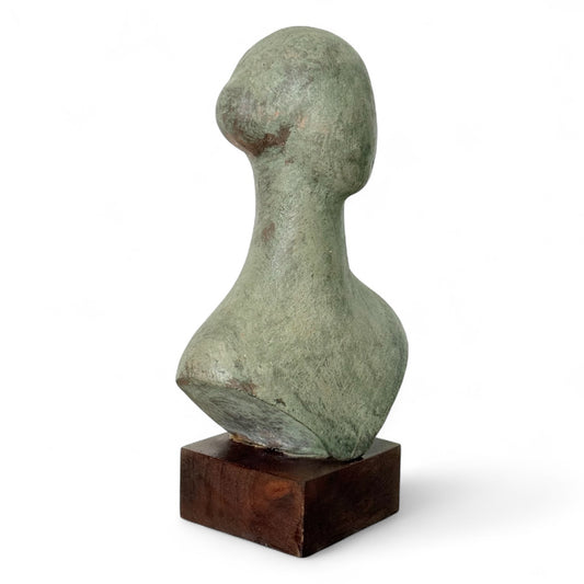 Petite Ceramic Bust on Wood Base
