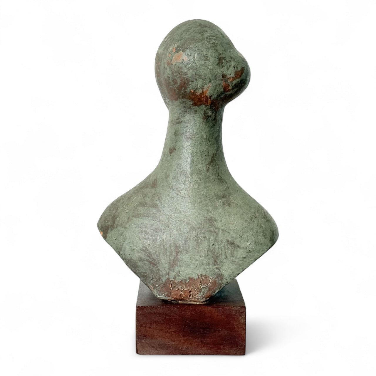 Petite Ceramic Bust on Wood Base