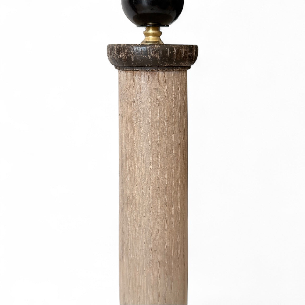 Pair of Bleached Oak Column Lamps