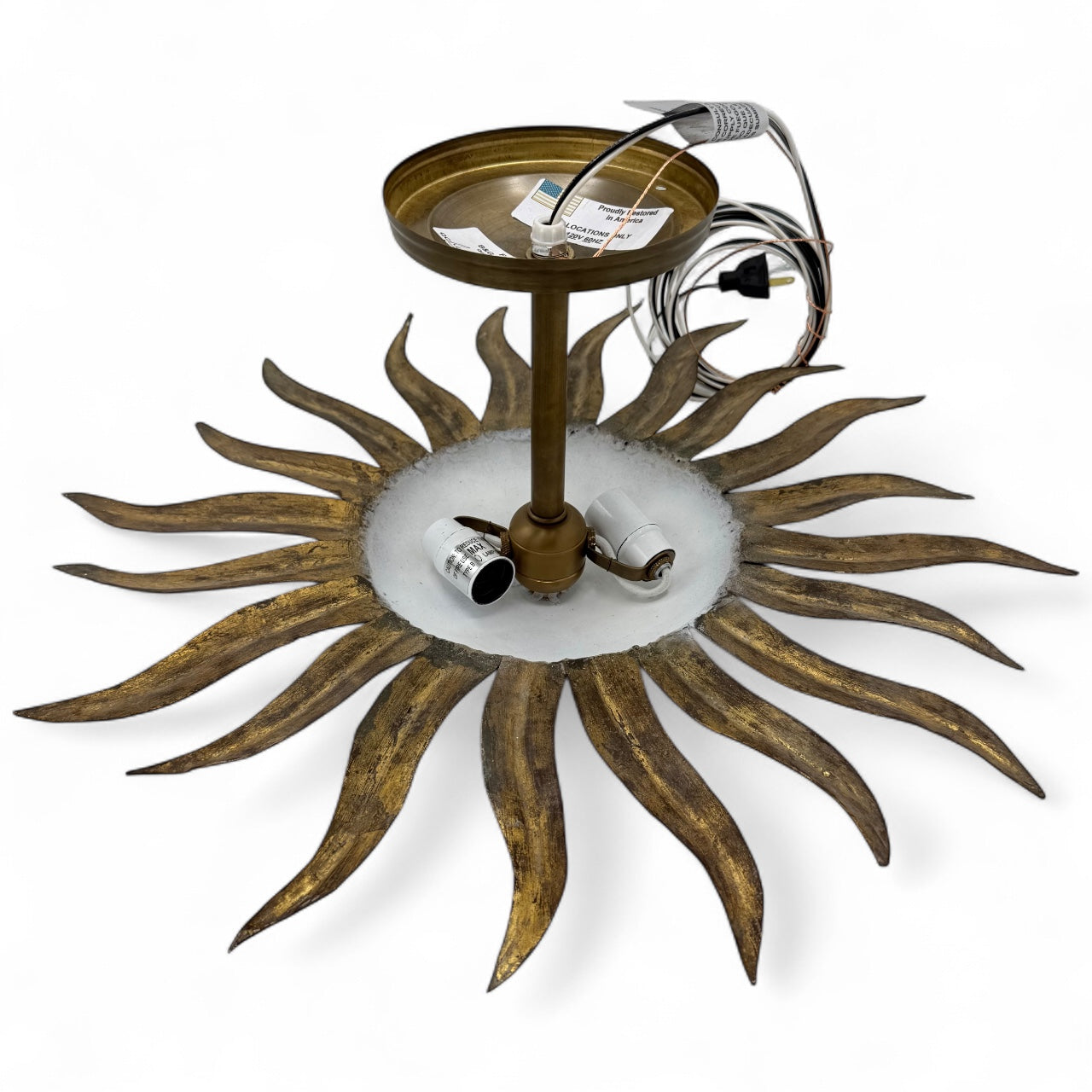 Gilt Iron Sunburst Light Fixture
