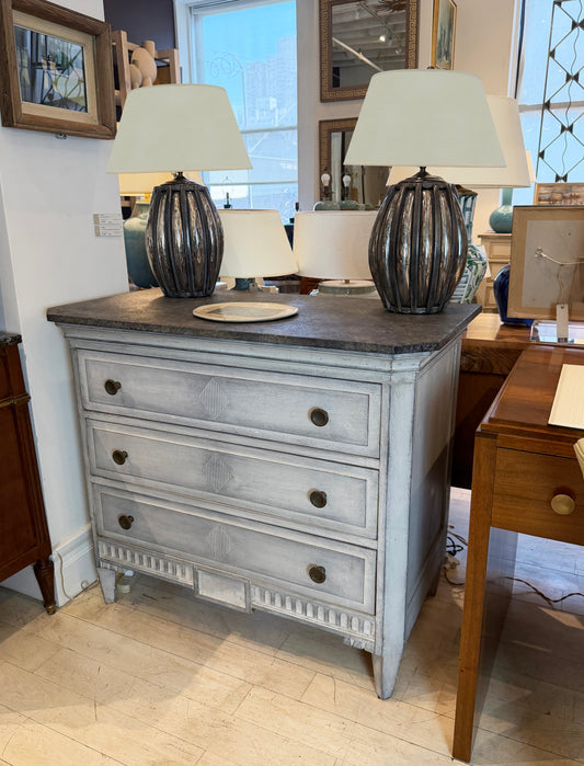 Pair of Steel and Mirrored Glass Table Lamps