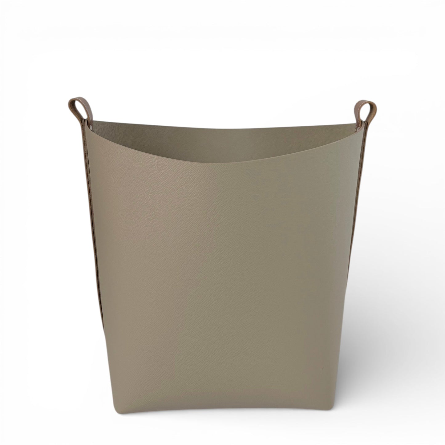 Large Taupe Leather Basket