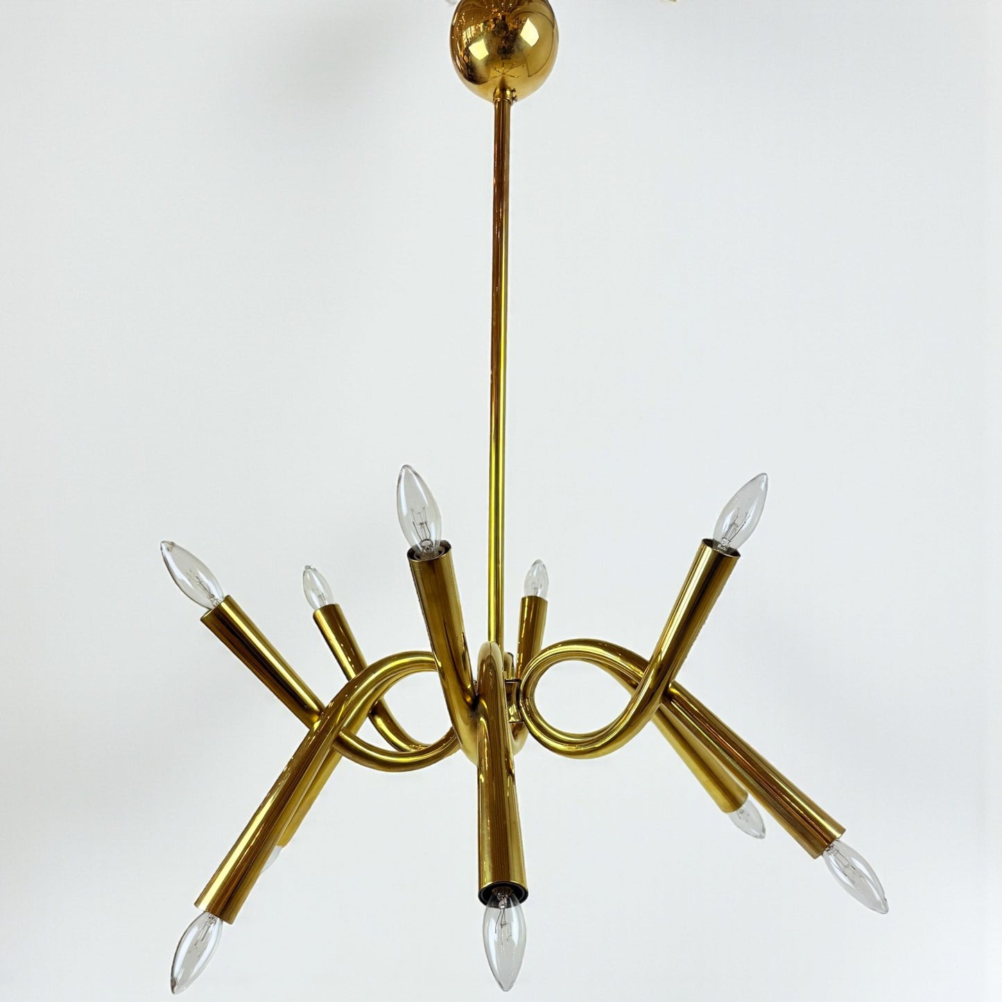 Italian Mid-Century Modern Brass Chandelier