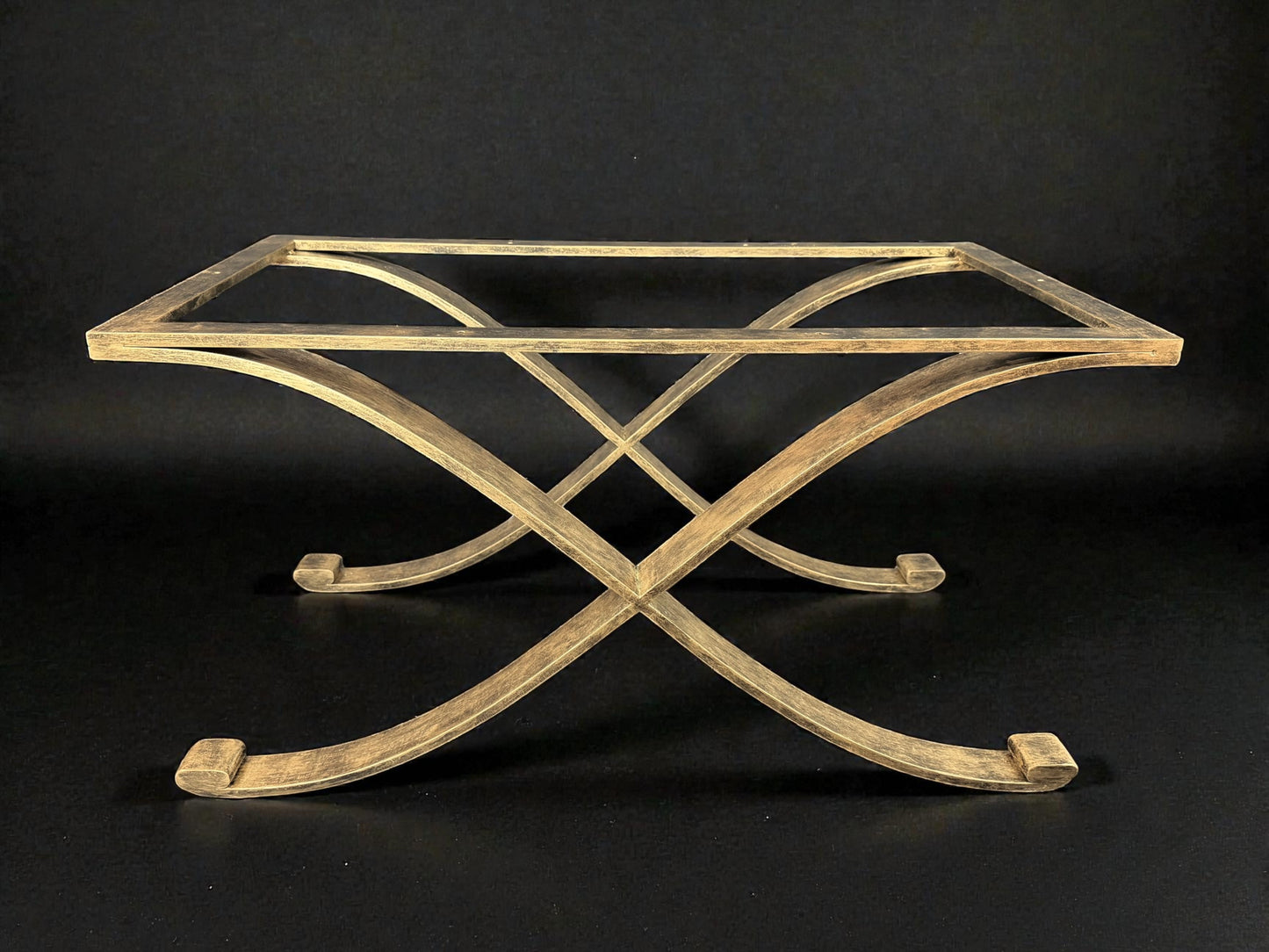 Subes Style Gilt Iron X-Form Bench