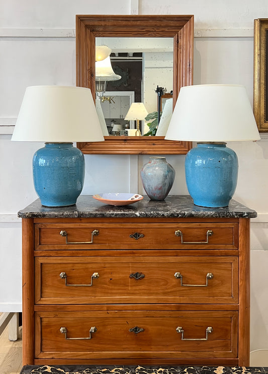 Pair of Light Blue Crackle Glazed Lamps