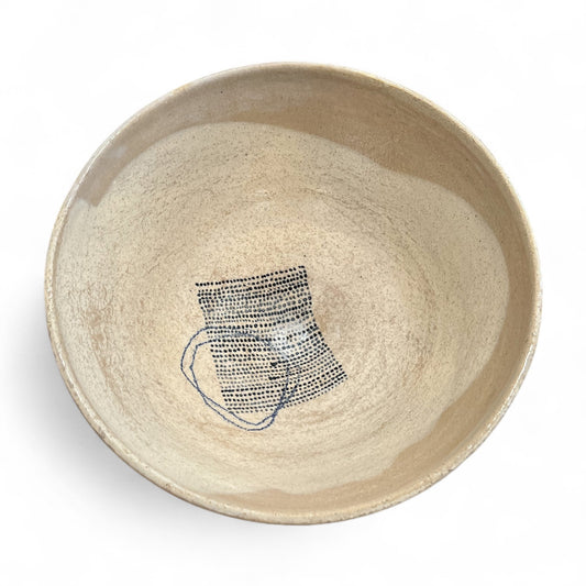 Medium Stoneware Bowl in Abstract Motif