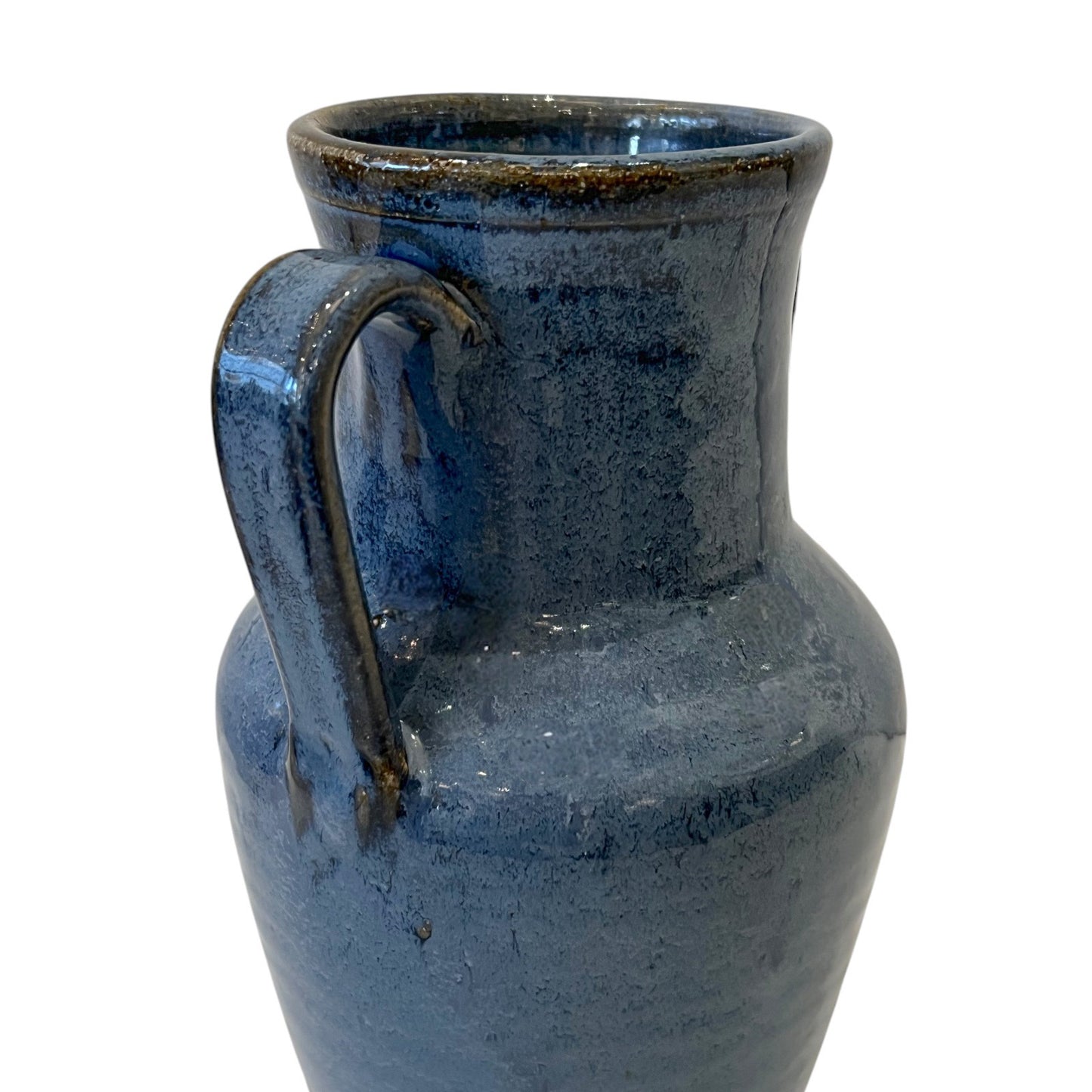 Blue Glazed Double Handle Ceramic Vase