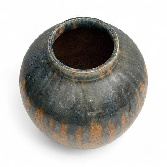 Blue and Beige Drip Glazed Vase