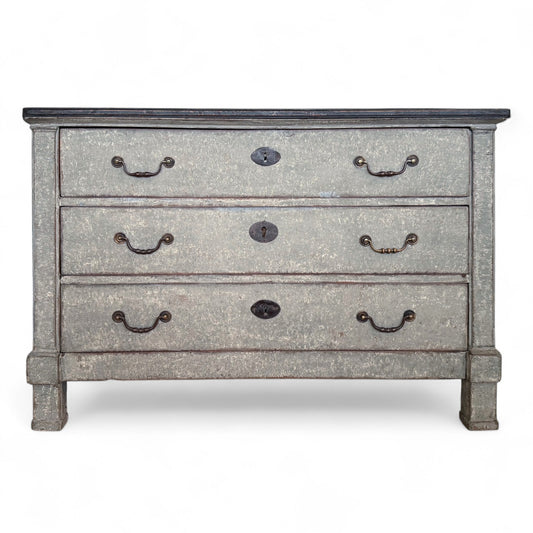 Painted Gray/Blue Three Drawer Commode