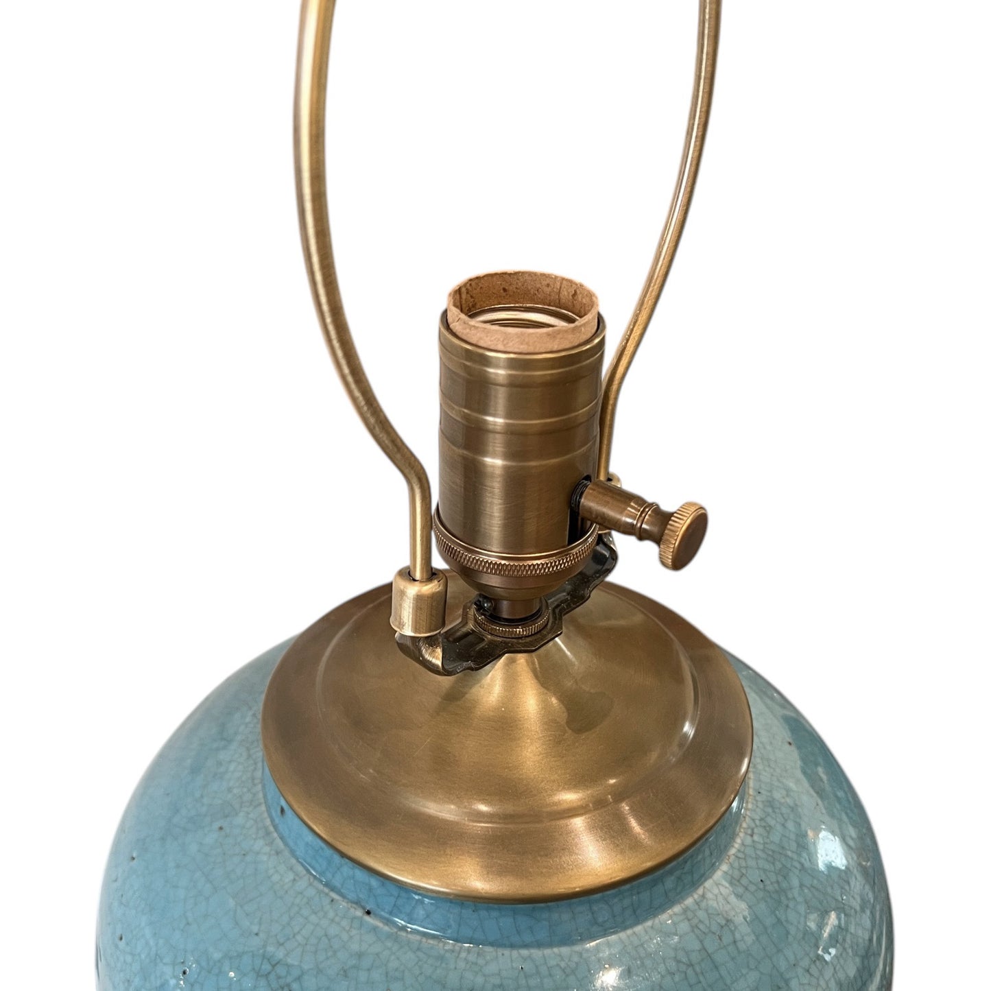 Pair of Light Blue Crackle Glazed Lamps