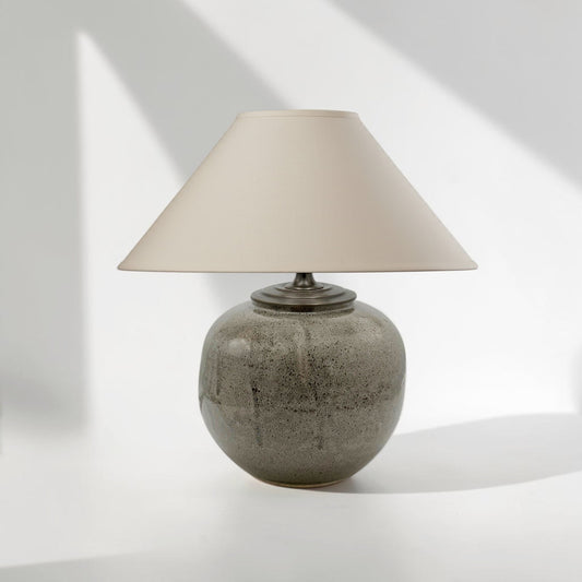 French Taupe Stoneware Table Lamp