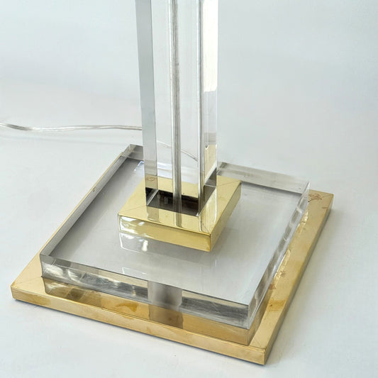 Italian Lucite and Brass Column Lamp