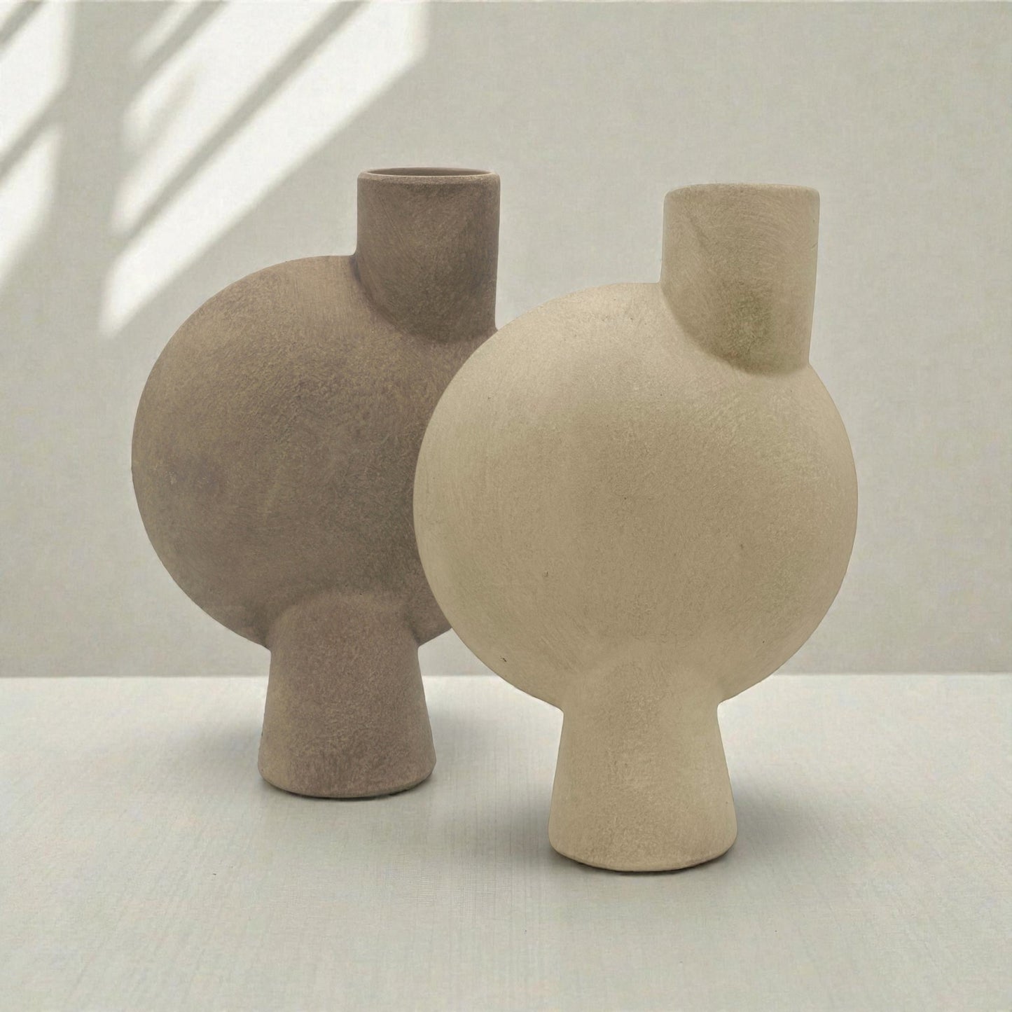 Offset Ceramic Sphere Vase - Taupe