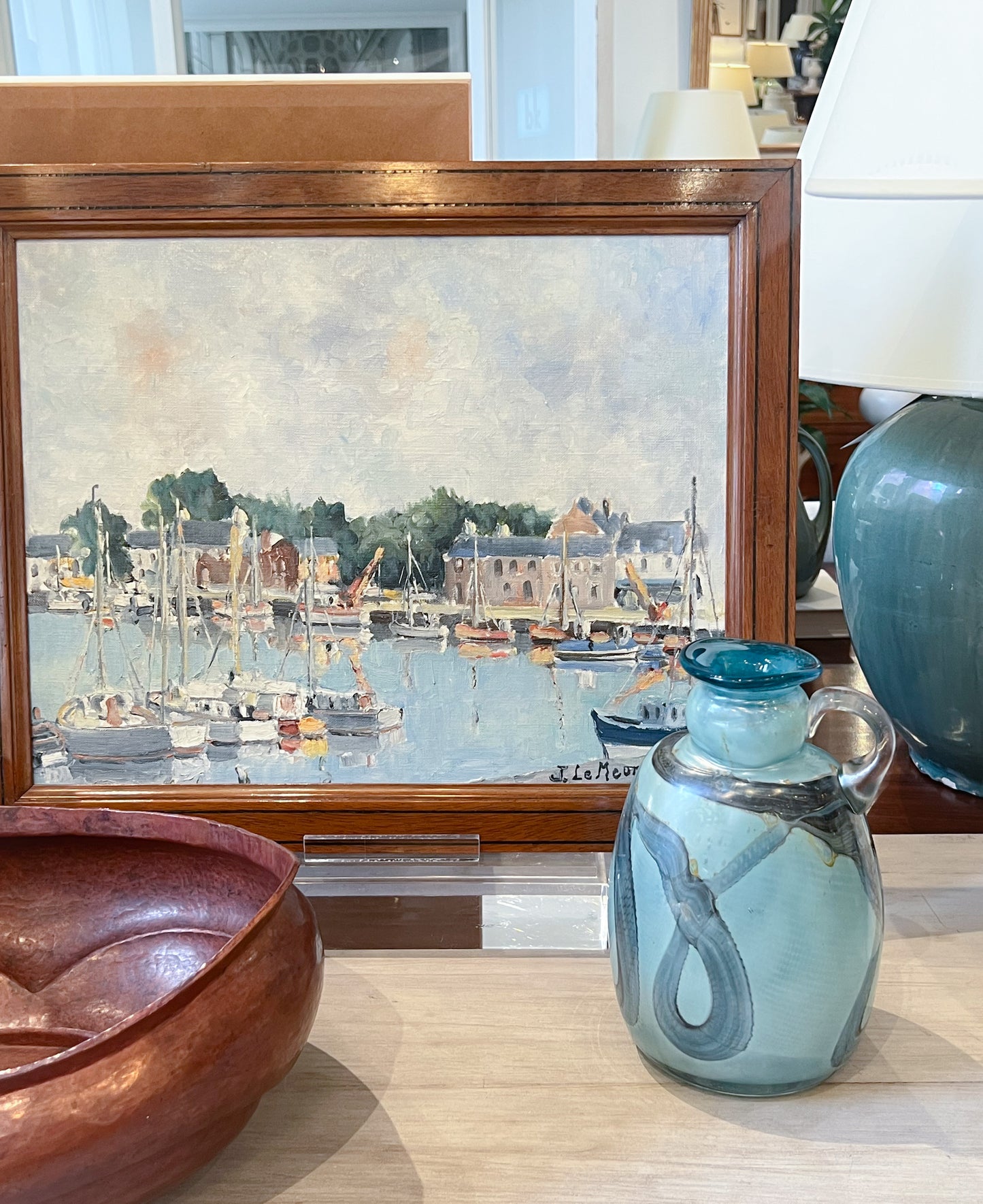 Handmade Blue Iridescent Glass Vase