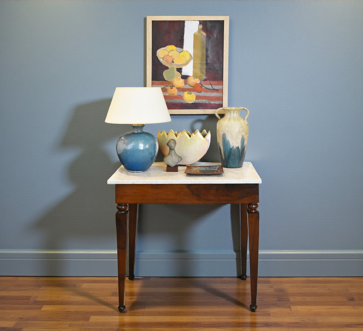 Blue Stoneware Table Lamp