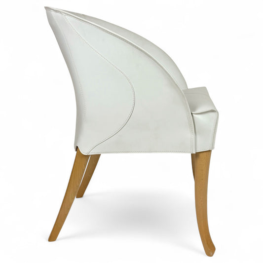 White Leather Side Chair by Umberto Asnago for Giorgetti