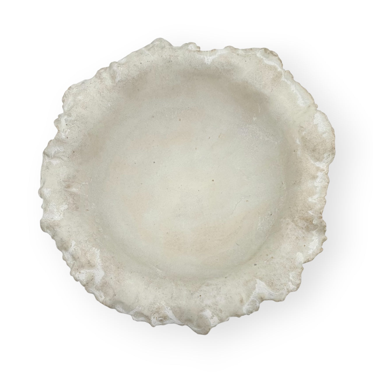 White Stoneware Bowl with Ruffled Rim