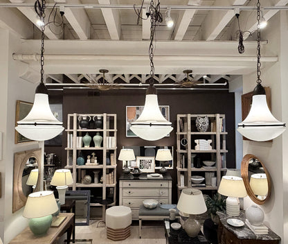 Set of Three Opaline Pendant Lights