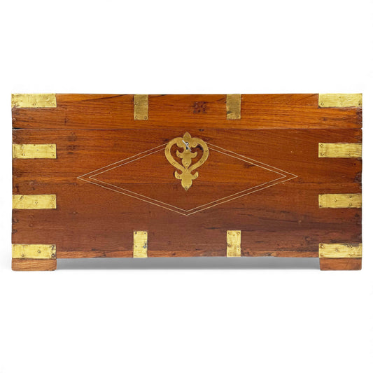 Anglo Indian Teak and Brass Trunk, 19th Century