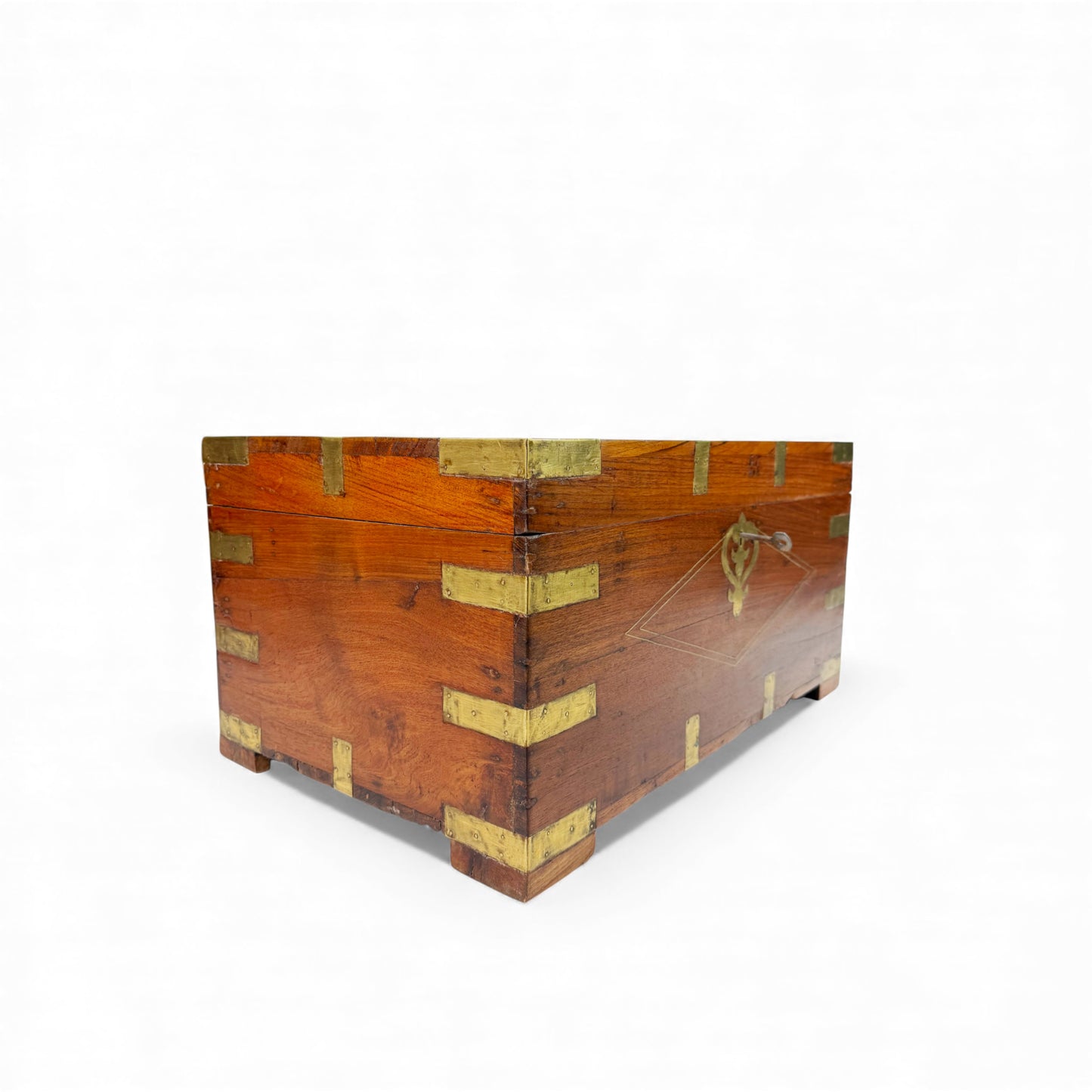 Anglo Indian Teak and Brass Trunk, 19th Century