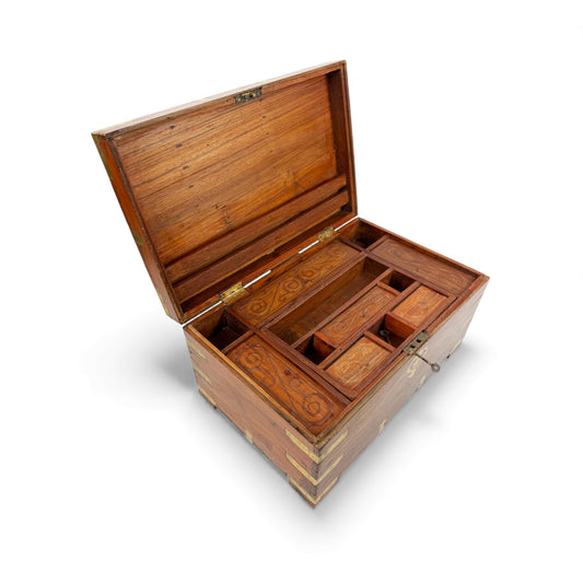 Anglo Indian Teak and Brass Trunk, 19th Century