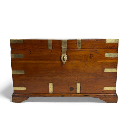 Large Teak and Brass Anglo-Indian Trunk, 19th Century