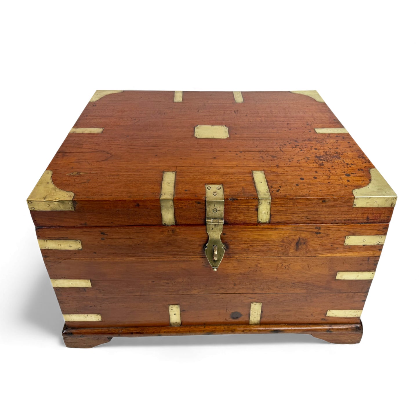 Large Teak and Brass Anglo-Indian Trunk, 19th Century