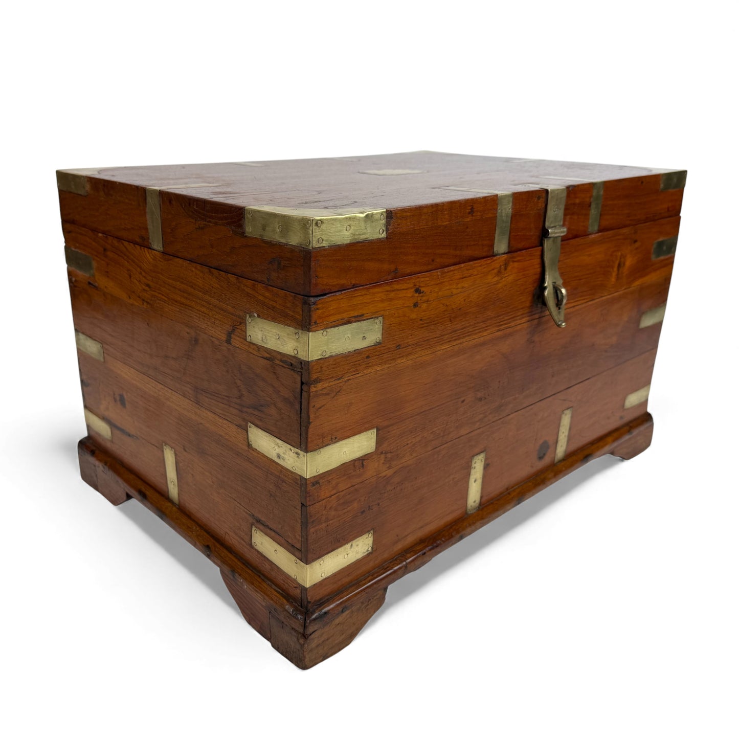 Large Teak and Brass Anglo-Indian Trunk, 19th Century