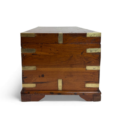 Large Teak and Brass Anglo-Indian Trunk, 19th Century
