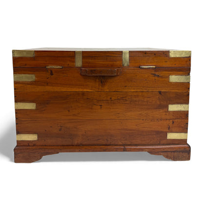 Large Teak and Brass Anglo-Indian Trunk, 19th Century