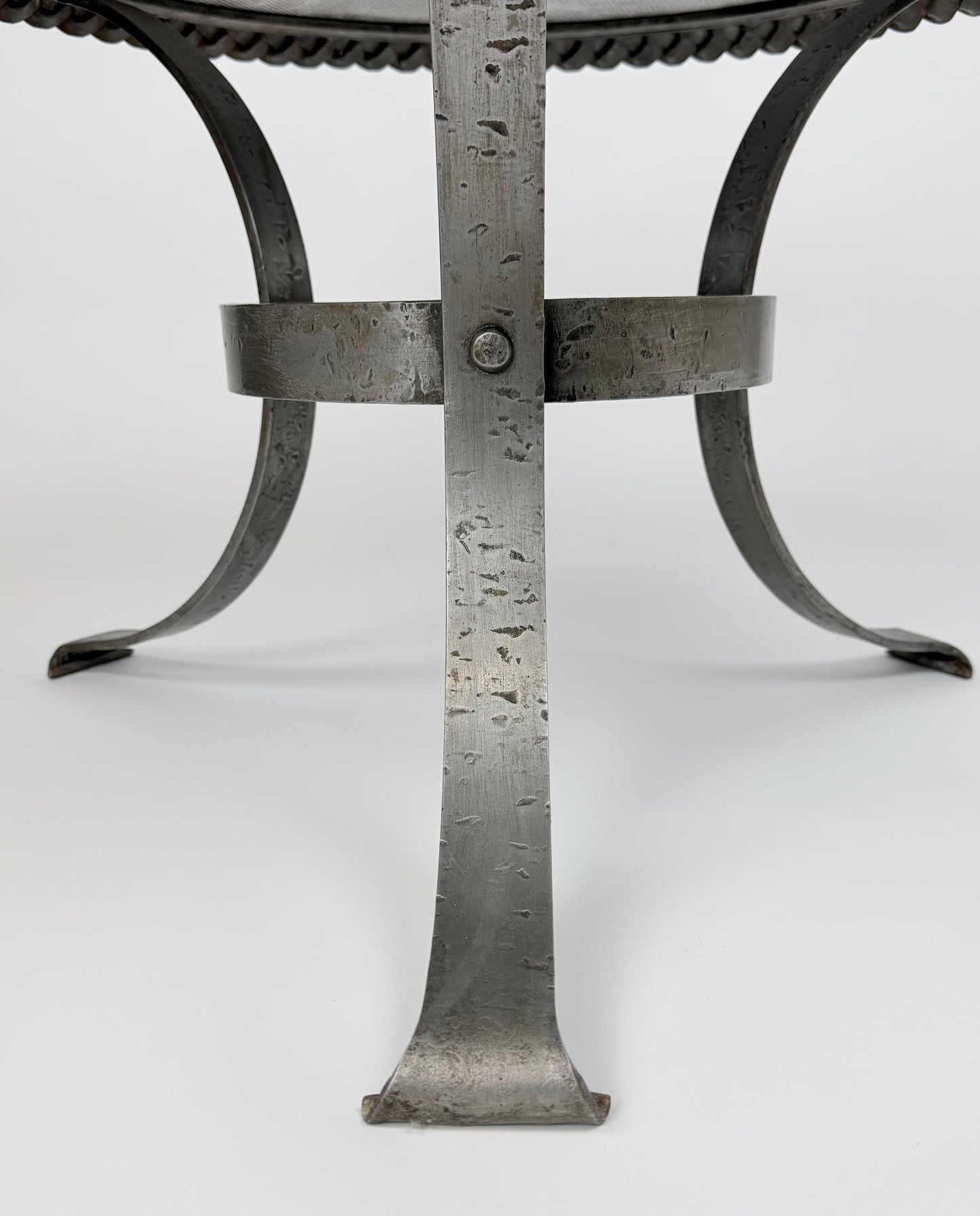 Round Braided Steel Side Table, 1950s France