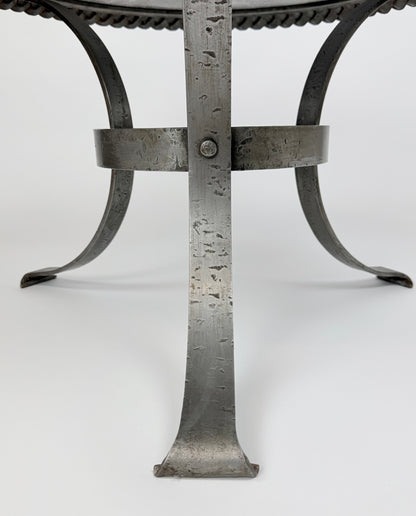 Round Braided Steel Side Table, 1950s France