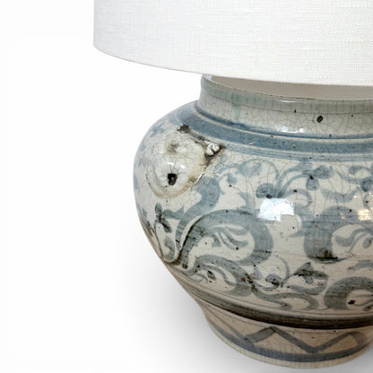 Blue and White Crackle Glazed Table Lamp