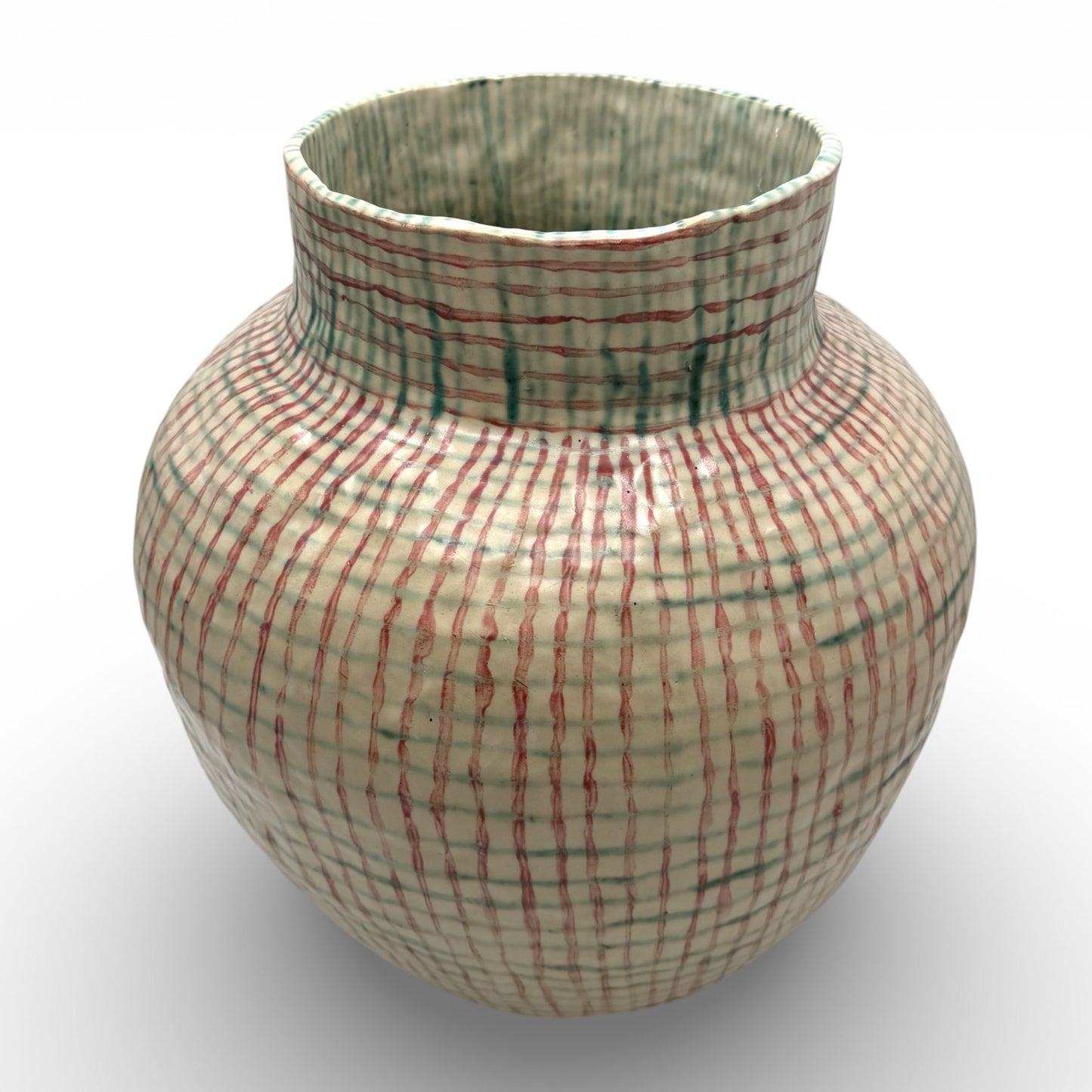Large Red, Green and White Vase