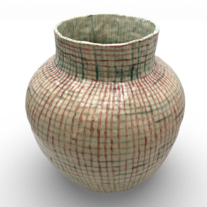 Large Red, Green and White Vase