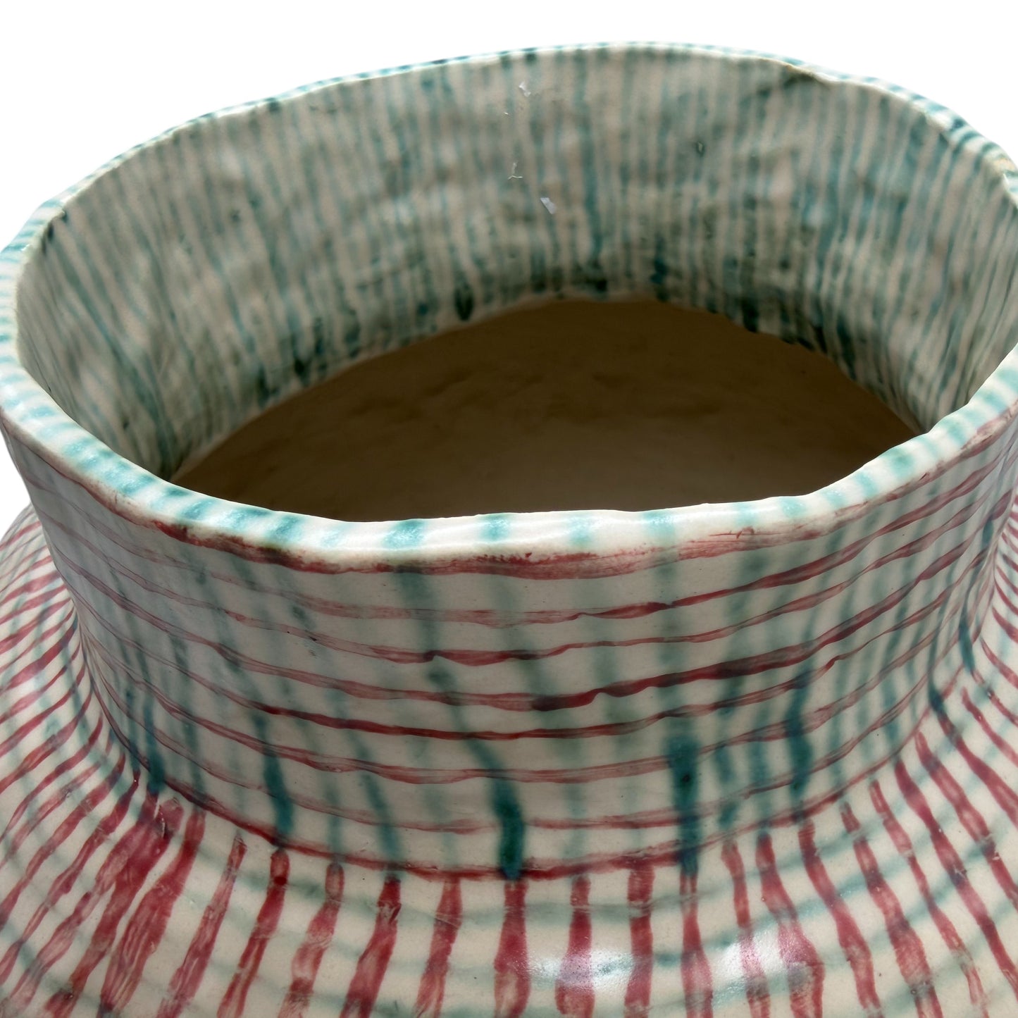 Large Red, Green and White Vase