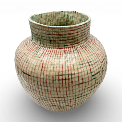 Large Red, Green and White Vase