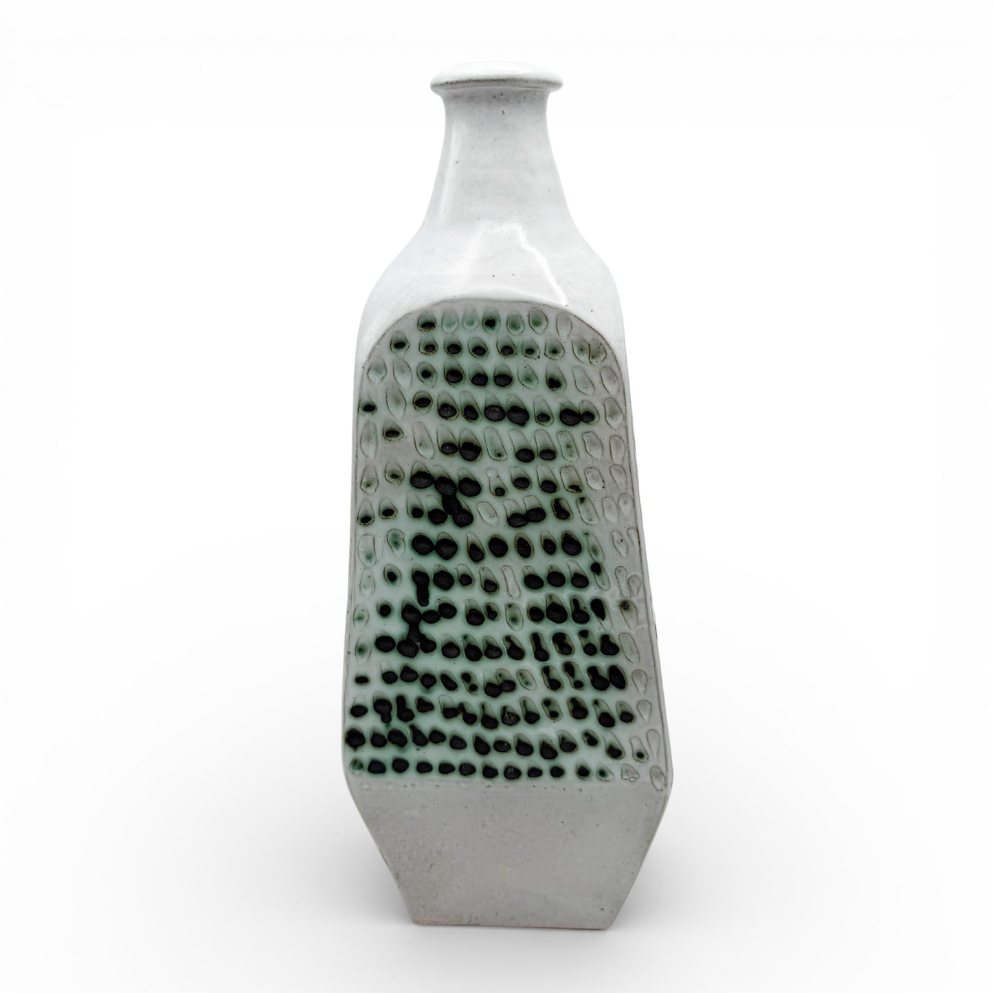White Glazed and Incised Bottle Vase, 1970s