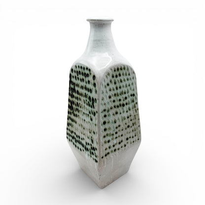 White Glazed and Incised Bottle Vase, 1970s