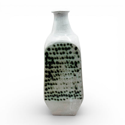 White Glazed and Incised Bottle Vase, 1970s