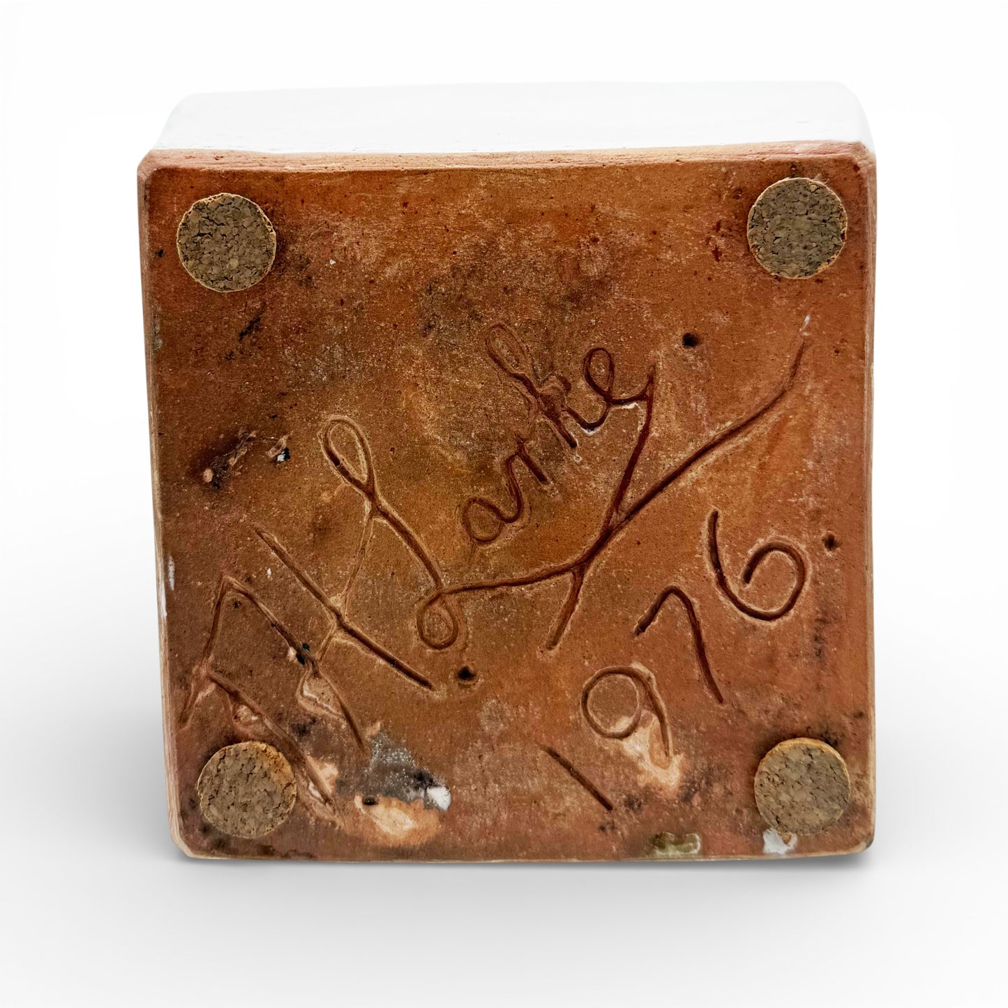 White Glazed and Incised Bottle Vase, 1970s