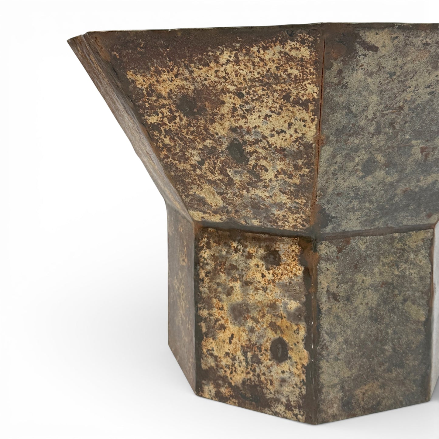 Octagonal Metal Table with Acid Wash Finish